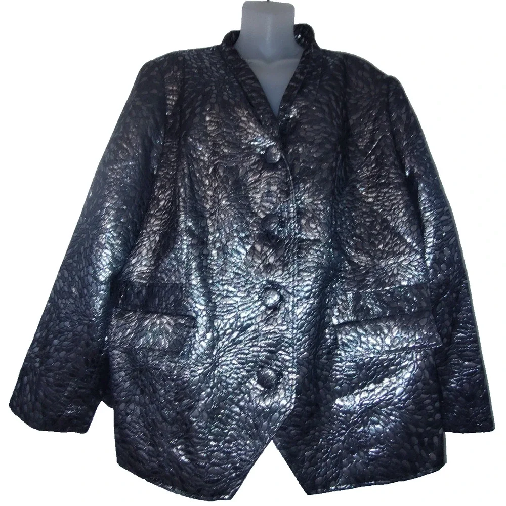 Robert Kemp Black Label Women's Button Front Blazer Size 22W BG 12